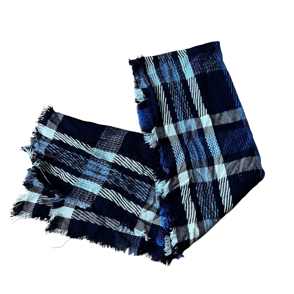 Blue and White Plaid Scarf